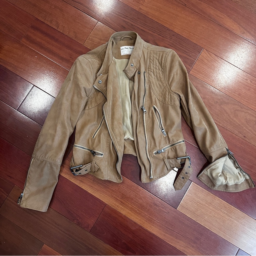 We The Free by Free People - Brown Tan Moto Jacket - Size Small